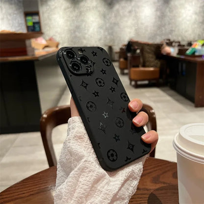 Luxury Retro Classic Phone Case For iPhone 16 15 14 13 12 11Pro Max XR X XS 12Mini 14 15 16 Puls Soft Silicone Black iPhone Case