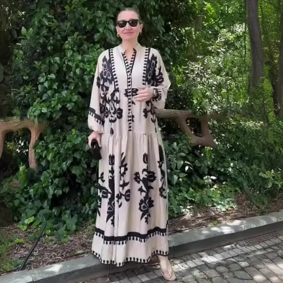 Abaya Muslim Dress Party Women Long Robe Print Jalabiya Eid Ramadan Morocco Dubai Abayas Kaftan Islam Arab Modest Vestidos