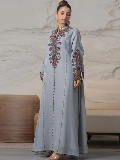 Muslim Abaya for Women Party Dresses Embroidery Long Robe Eid Ramadan Dubai Abayas Kaftan Arab Jalabiya Modest Vestidos Morocco