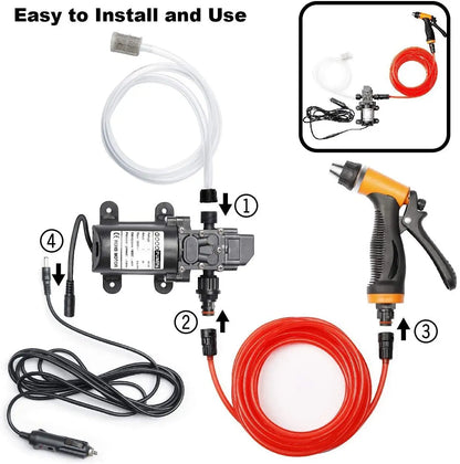 100W Portable 12v Car High Pressure Cleaning Pump Kit 160PSI Electric Cleaning Pump Car Garden Pet Cleaning