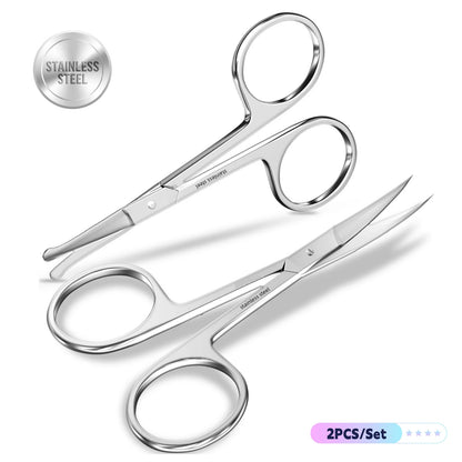 Small Scissors for Personal Facial Hair Grooming Rounded and Curved Safety Scissors Se for Trim Men/Women Eyebrows,Nose Hair
