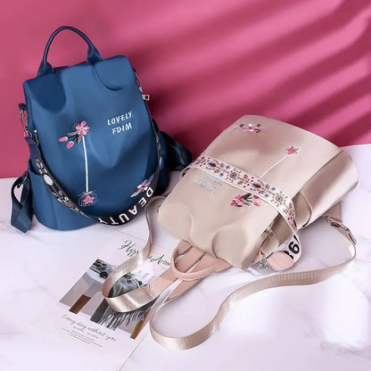Waterproof Oxford Embroidery Women Backpack Fashion Anti-theft Large Capacity Female Travel Casual Backpacks School Laptop Bag