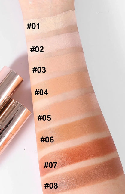Double-headed Face Bronzer Highlighter Stick Concealer with Brush Face Contour Cream Moisturizing Natural 3D Nose Shadow Makeup