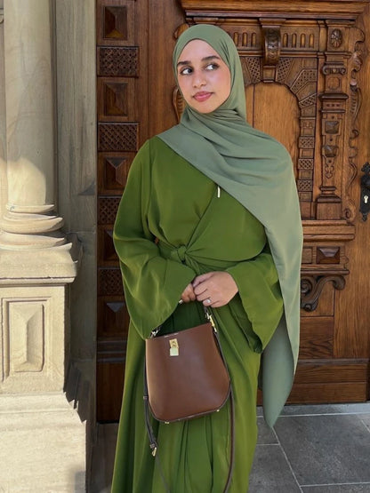 Eid Muslim Modest Dress for Women Abaya Morocco Ramadan Lace-up Abayas Kaftan Islam Solid Dubai Arab Long Robe Maxi Vestidos