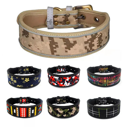 10 Colors Reflective Puppy Big Dog Collar with Buckle Adjustable Pet Collar for Small Medium Large Dogs Pitbull Leash Dog Chain