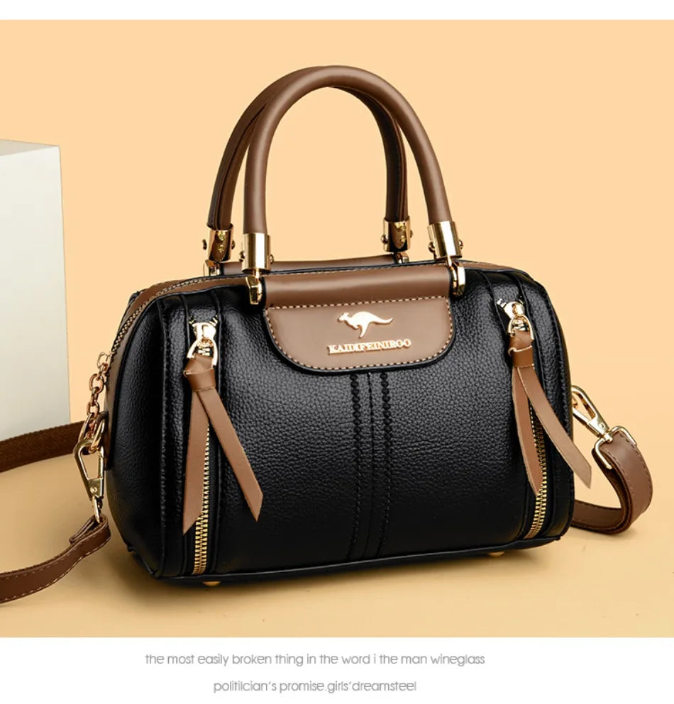 Genuine Luxury Shoulder Croosbody Bags for Women Designer Casual Tote Female Boston Quality Soft Leather Purses and Handbags Sac