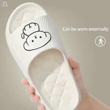 Lovely Couple Pillow Slippers for Women's Summer 2024 New Bathroom Bath Anti Slip Indoor Home Eva Thick Sole Sandals