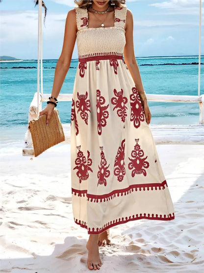 Summer Sexy Halter Beach Holiday For Women's Sundress Fashion Print Elasticated Chest Simple Elegant Female Party Dresses