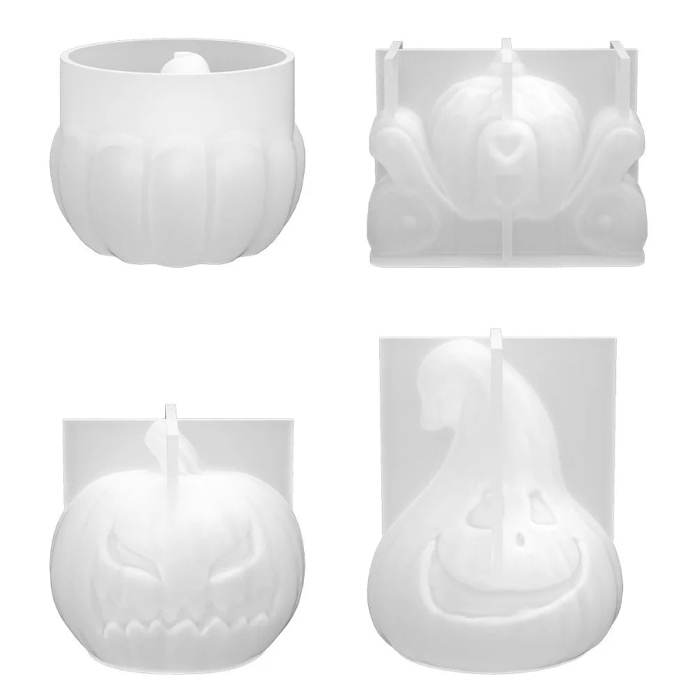 DIY Grimace Squash Silicone Candle Mould Funny Face Cushaw Resin Soap Mold Halloween Party Pumpkin Carriage Chocolate Cake Decor