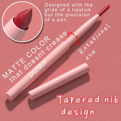 6PC Velvet Matte Lipstick Pen Nude Brown Lip Liner Pencil Kit Smooth Rose Red Pigment Waterproof Long Lasting Dye Cheek Lip Tint