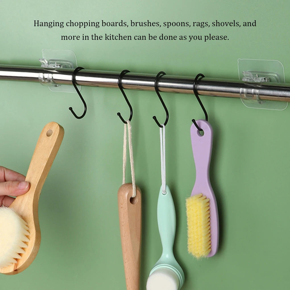 1/2pcs Nail-Free Adjustable Curtain Rod Holder Clamp Hook Rod Bracket Holders Adhesive Wall Curtain Fixed Clip Hanging Rack Hook