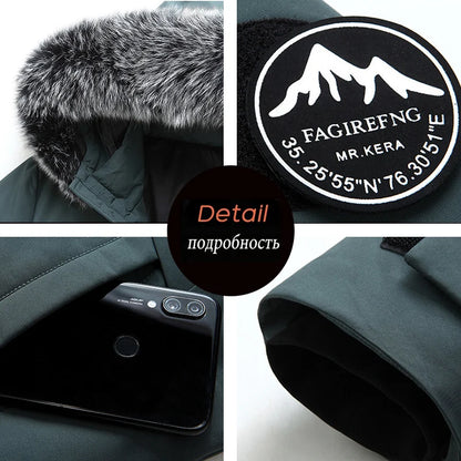 2023 Autumn Winter Men Windproof Down Jacket Coats Mens Warm White Duck Down Hooded Jacket Parkas Multi Pockets Overcoat Male