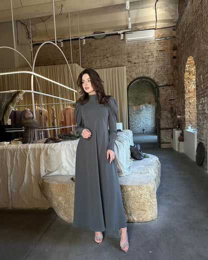 Women Eid Muslim Dresses Lantern Sleeve Morocco Ramadan Solid Sashes Vestidos Dubai Kaftan Arab Slim Casual Abayas Modest