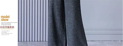 Self Made Knitted Two-piece Set for Women's 2024 Spring Clothing Set Socialite Temperament Wide Leg Pants Sweater Set Commuting