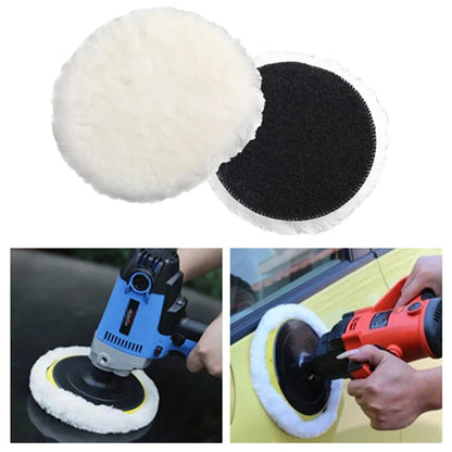 5Pcs Wool Car Polishing Pad Set For Polisher Machine Waxing Polishing Buffing Auto Paint Care Polisher Pads 3/4/5/6/7 Inch