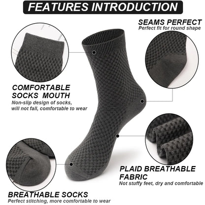 Bamboo Fiber Men's Socks 10Pairs Black Business Soft Breathable Long High Quality  Autumn for New Male Sock Plus Size 39-48