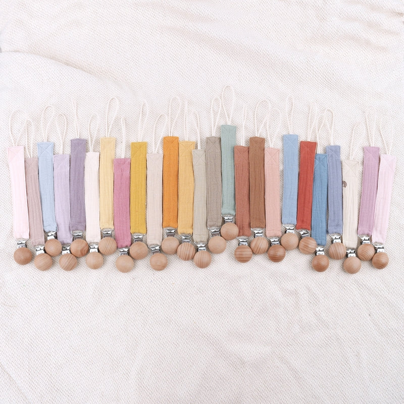 Baby Cotton Pacifier Chain Beech  Pacifier Clip Infant Teething Toy Holder Dropshipping