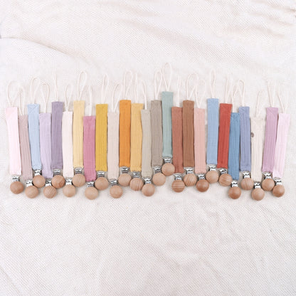 Baby Cotton Pacifier Chain Beech  Pacifier Clip Infant Teething Toy Holder Dropshipping