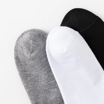 ALLTOOALL 5 Pairs/Lot Men's Solid Color Socks Black White Business Casual Sports Sock Man Cotton Mesh Breathable Short Socks