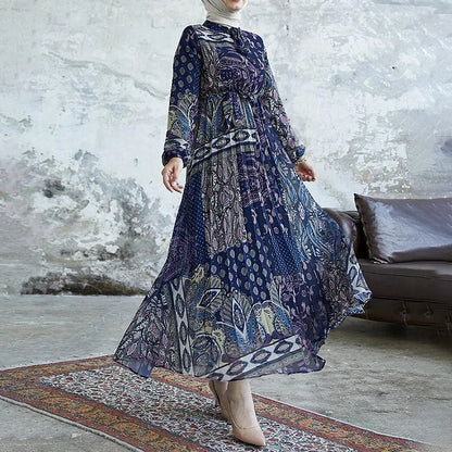 Abayas for Women Dubai Dress Ramadan Morocco Vestidos Kaftan Islam Modest Arab Long Robe Eid Muslim Dresses Print Jalabiya