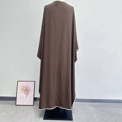 Muslim Women Dress Two Piece Set Eid Ramadan Morocco Dubai Open Abayas Vestidos Arab Cardigan Robe Suit Islam Modest Kaftan