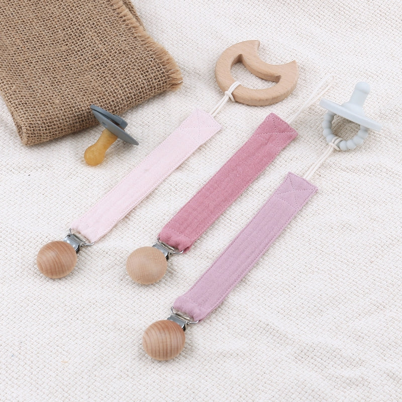 Baby Cotton Pacifier Chain Beech  Pacifier Clip Infant Teething Toy Holder Dropshipping