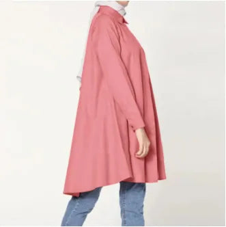 2024 Muslim Fashion Abayas for Women Oversized Solid Loose Casual Cardigan Lapel Button Tops Ladies Modest Blouses Elegant Shirt