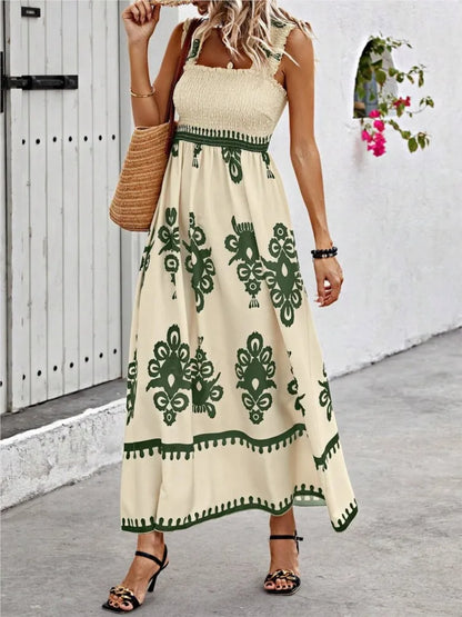 Summer Sexy Halter Beach Holiday For Women's Sundress Fashion Print Elasticated Chest Simple Elegant Female Party Dresses