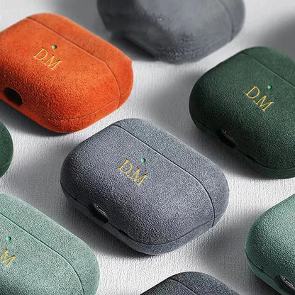 Luxury Pressure Personalized Name Letter DIY Customized Turn Fur Cover For Airpods 1 2 3 Pro 2 Earphone Case With Keychain Cases