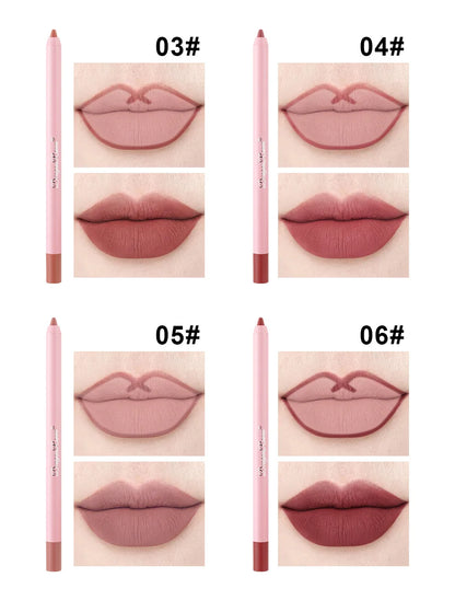 12 Colour Matte Lip Liner Pencil Carving Labial Makeup Lasting Brown Lip Liners Waterproof Lipstick Pen Lip Contouring Cosmetics