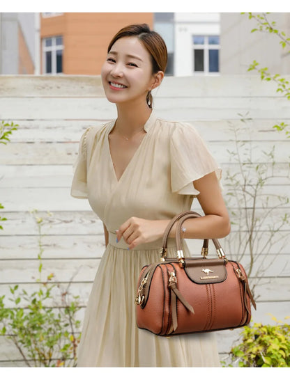 Genuine Luxury Shoulder Croosbody Bags for Women Designer Casual Tote Female Boston Quality Soft Leather Purses and Handbags Sac