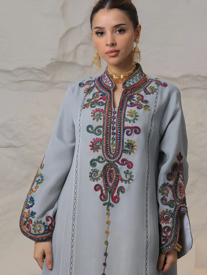 Muslim Abaya for Women Party Dresses Embroidery Long Robe Eid Ramadan Dubai Abayas Kaftan Arab Jalabiya Modest Vestidos Morocco