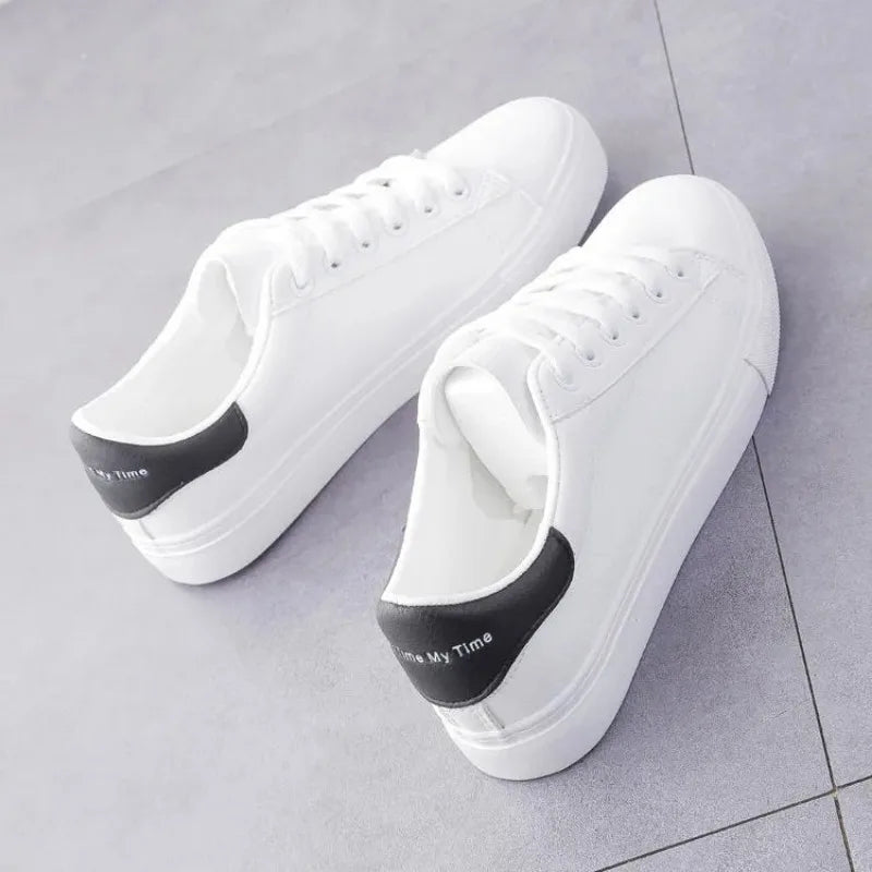 2024 Women Sneakers Fashion Breathble Vulcanized Shoes Pu Leather Platform Shoes White Lace Up Casual Shoes Zapatos Mujer