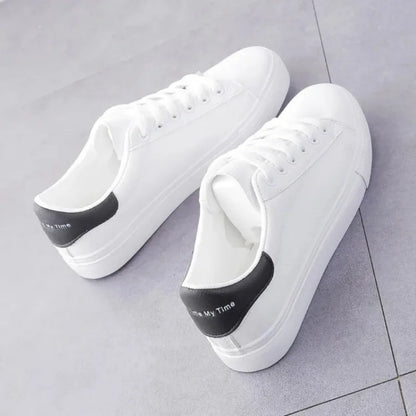 2024 Women Sneakers Fashion Breathble Vulcanized Shoes Pu Leather Platform Shoes White Lace Up Casual Shoes Zapatos Mujer