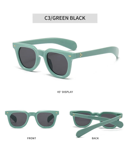 Ins Popular Women Square Sunglasses Men Vintage Rivets Punk Female Shades UV400 Fashion Male Sun Glasses