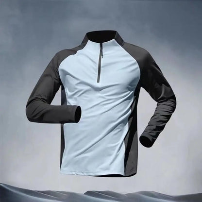 Men Slim Fit Track Top Men's Half Zipper Stand Collar Sports T-shirt with Long Sleeves for Running Fitness Training Breathable