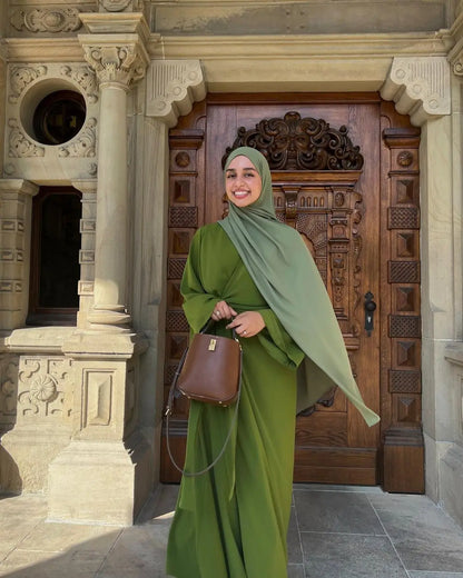 Eid Muslim Modest Dress for Women Abaya Morocco Ramadan Lace-up Abayas Kaftan Islam Solid Dubai Arab Long Robe Maxi Vestidos