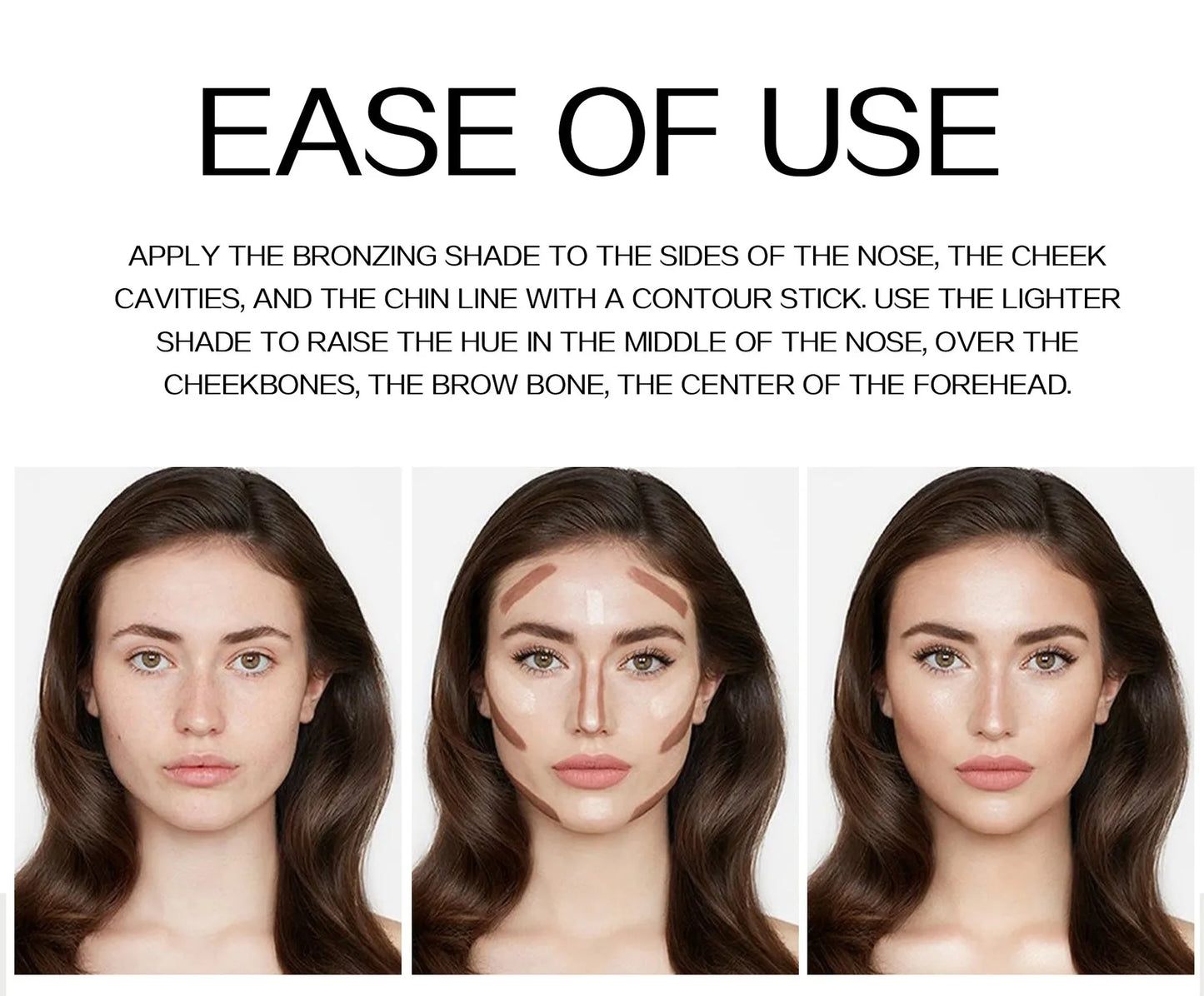 Double-headed Face Bronzer Highlighter Stick Concealer with Brush Face Contour Cream Moisturizing Natural 3D Nose Shadow Makeup