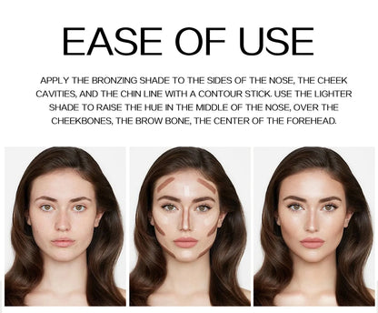 Double-headed Face Bronzer Highlighter Stick Concealer with Brush Face Contour Cream Moisturizing Natural 3D Nose Shadow Makeup