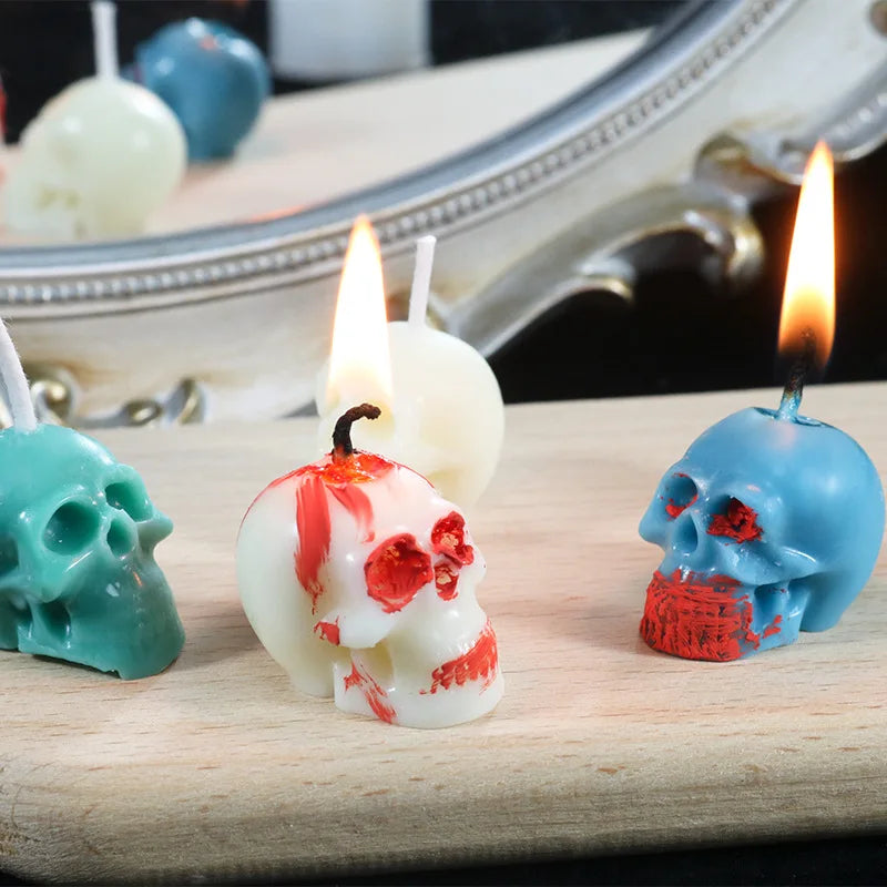 Mini Skull Resin Silicone Molds 3D Skull Head for Candle Wax Casting Chocolate Candy Cake Topper Halloween Party Supplies