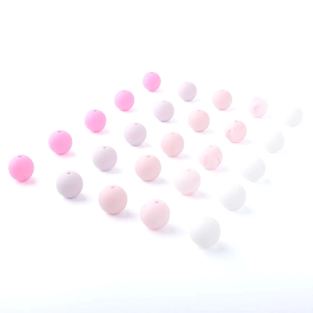 50Pcs 12mm Baby Silicone Beads BPA Free Baby Round Beads Teether Teething Pearl Ball Food Grade For Necklace Pacifier Chain Toys