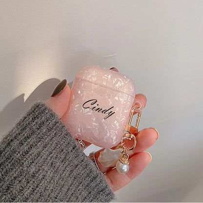 Luxury Personalized Custom Name Customized Pink White Shell Earphone Case For Airpods Pro 2 Protective Cover For Airpods 1 2 3