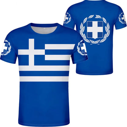 Hellas T-shirt For Men's Geometric Line Greece Flag National Emblem Printed Men's T-Shirt Large Street Casual Men's T-Shirt