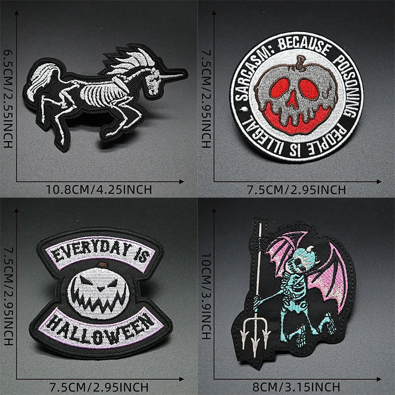 Halloween Iron-on Patch for Clothes Stickers Pumpkin Ghost Apple Devil Embroidery Backpack Jacket Horror Punk Patches Decorative