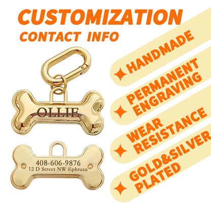 Memopaw Design Personalized Pet Dog Name Tag Copper Free Engraving Anti-lost Collars Tag for Dogs Cats Nameplate