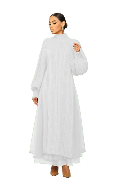 Muslim Women Knitting Dress Modest Robe Vestidos Dubai Saudi Arabic Morocco Abaya Jalabiya Eid Ramadan Knitted Dresses Abayas