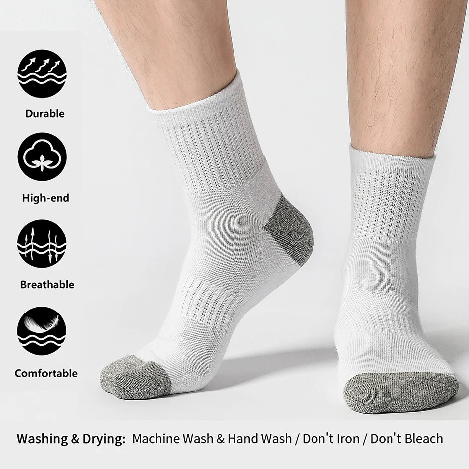 6/12 Pairs Men's Cotton Running Crew Socks Middle Tube High Quality Casual Breathable Sports Socks For Men and Women Soft Sock