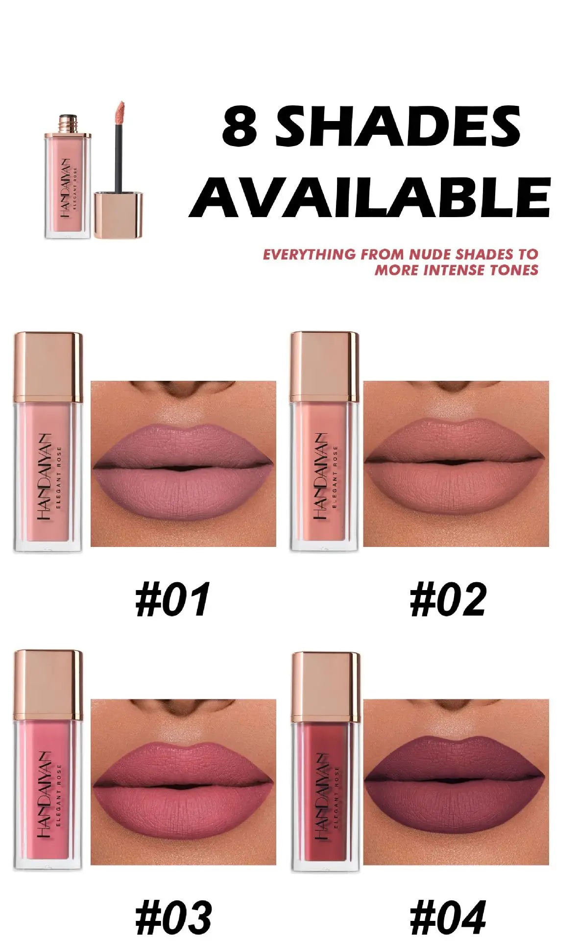 8 Colors Matte Liquid Lipstick Non Stick Cup Waterproof Lip Gloss Long Lasting Lip Tint Korean Cosmetics Makeup For Women