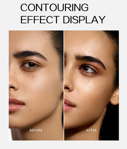 Double-headed Face Bronzer Highlighter Stick Concealer with Brush Face Contour Cream Moisturizing Natural 3D Nose Shadow Makeup