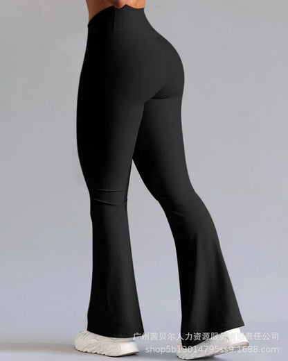 Leggings Flare Long Pants Solid Slim Fit Regular Splice Trousers